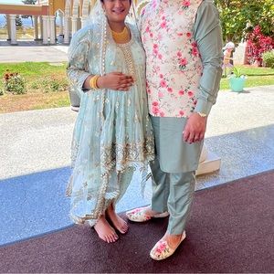 Mint Green Peplum Dhoti Punjabi Indian suit
